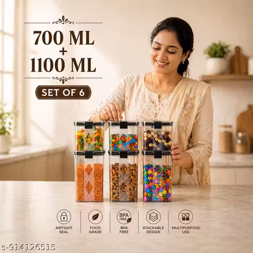 Airtight Kitchen Storage Containers Set 6 PCS (1100ml & 700ml)